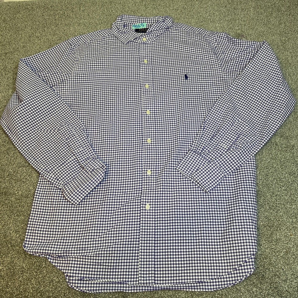Polo Ralph Lauren Shirt Mens XL purple Gingham Button Down Classic Casual Preppy